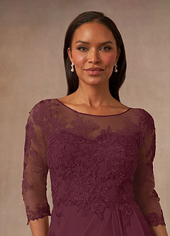 Azazie Calanthe vestidos de madre de la novia Vestido de Cabernet de Gasa de Corte En A con Scoop image5