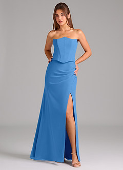 Azazie Jenine Bridesmaid Dresses Blue Jay Mermaid Strapless Chiffon Dress image1