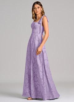 Azazie Debra Bridesmaid Dresses Lilac A-Line with Pockets Floral Burnout Dress image3