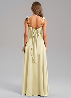Azazie Everett Bridesmaid Dresses Lemon Sorbet A-Line Stretch Satin Dress image2