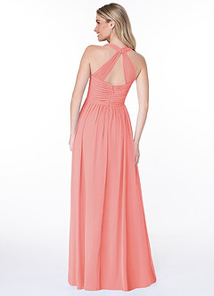 Azazie Jaclyn Brautjungfernkleider A-Linie Plissee Chiffon Kleid Koralle image2
