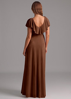 Azazie Lainey Bridesmaid Dresses Umber A-Line Ruched Velvet Dress image3