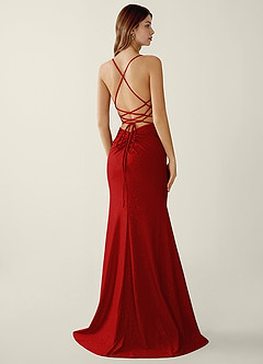Kaida Red V-neck Sequins Corset Mermaid Prom Dress image2