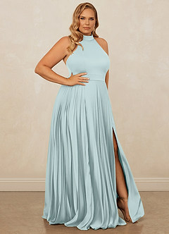 Christian Siriano Bridal for Azazie 1007 Bridesmaid Dresses Mist A-Line Pleated Stretch Satin Dress image10