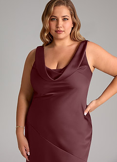 Azazie Rylina Bridesmaid Dresses Sangria Mermaid Stretch Satin Dress image11