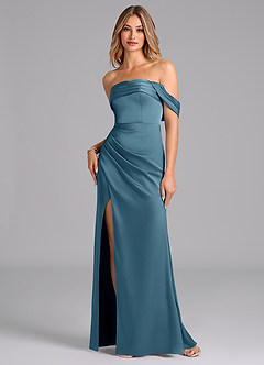 Azazie Lisbeth Bridesmaid Dresses Bermuda Mermaid Off the Shoulder Stretch Satin Convertible Dress image1