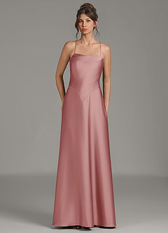 Azazie Eris Bridesmaid Dresses Dusty Rose A-Line Pleated Stretch Satin Dress image1