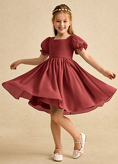 Azazie Jolie Blumenmädchenkleider A-Linie mit ärmel Chiffon Kleid Terrakotta image3