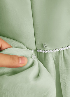 Azazie Lass Abiti da Ragazza di Fiori Abito A-Line in Tulle Fiocco Verde Salvia image7