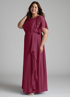 Azazie Aaliyah Modest Bridesmaid Dresses A-Line Scoop Pleated Chiffon Floor-Length Dress image7