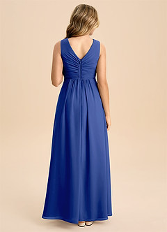 Azazie Skyla Junior Royal Blue A-Line Pleated Chiffon Dress image3