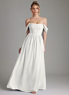 Azazie Caterina Bridesmaid Dresses White A-Line Corset Chiffon Dress image1