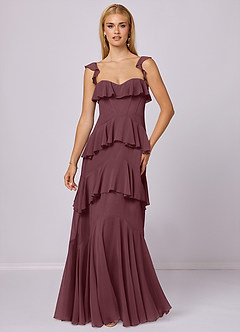 Barbie ♥ Azazie Bridesmaid Dresses Sangria A-Line Sweetheart Neckline Chiffon Dress image3