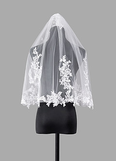 front Diamond and Lace Elbow Veil