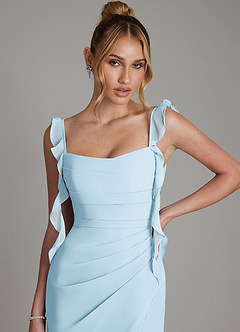 Azazie Jessamine Bridesmaid Dresses Sky Blue Mermaid Corset Chiffon Dress image3