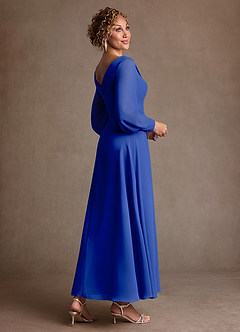 Azazie Paterson Mother of the Bride Dresses Royal Blue A-Line Pleated Chiffon Dress image4