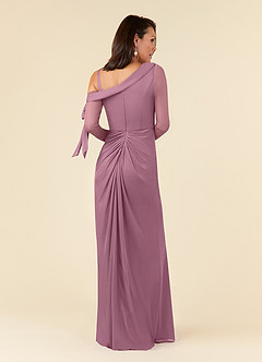 Azazie Marna Final Sale Vintage Mauve Sheath One Shoulder Mesh Dress image3