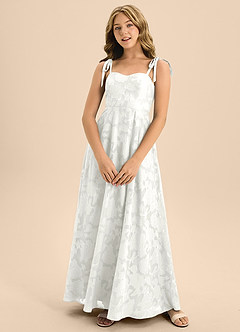 Azazie Rosey Junior White A-Line Sweetheart Neckline Floral Burnout Dress image5