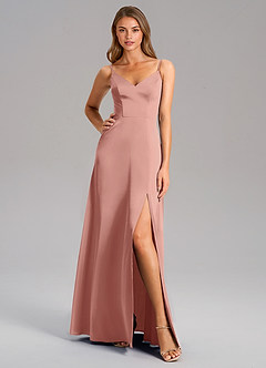 Azazie Talina Bridesmaid Dresses Rosette A-Line Stretch Satin Dress image3