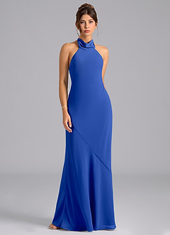 Azazie Velli Bridesmaid Dresses Royal Blue Mermaid Bow Chiffon Dress image6