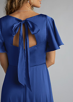 Azazie Kimber Brautjungfernkleider A-Linie Gestreift Stretch-Satin Kleid Königsblau image5