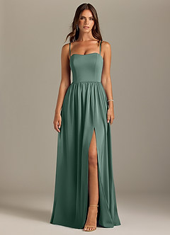 Azazie Calianna Bridesmaid Dresses Eucalyptus A-Line Off the Shoulder Stretch Satin Convertible Dress image9