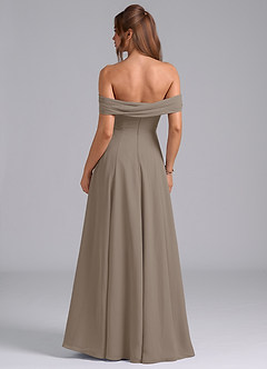 Azazie Almina Jurken voor bruidsmeisjes Converteerbaar Jurk van Chiffon met A-Lijn Off the Shoulder Taupe image2