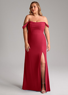 Azazie Saige Bridesmaid Dresses Scarlet A-Line Off the Shoulder Chiffon Convertible Dress image10