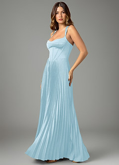 Azazie Avenelle Bridesmaid Dresses Sky Blue A-Line Corset Stretch Satin Dress image3