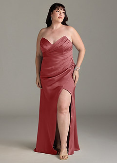 Azazie Yola Robes à essayer chez vous Robe Fourreau Convertible en Satin extensible Plissee mit V-Ausschnitt Améthyste image13