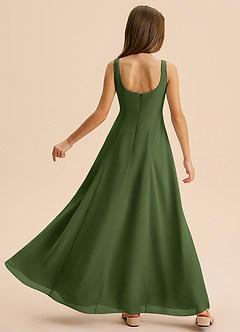 Azazie Lambie Junior Olive A-Line Pleated Chiffon Dress image8