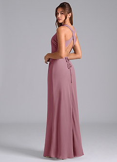 Azazie Evadne Bridesmaid Dresses Vintage Mauve A-Line Pleated Chiffon Dress image2