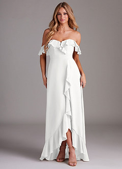 Azazie Lyra Bridesmaid Dresses White A-Line Chiffon Convertible Dress image1