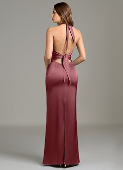 Azazie Francesca Bridesmaid Dresses Desert Rose Sheath Stretch Satin Dress image4