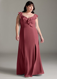 Azazie Sophie Vestidos de damas de honor Vestido de Merlot de Gasa de Corte en A Convertible con Vestidos sin tirantes image9