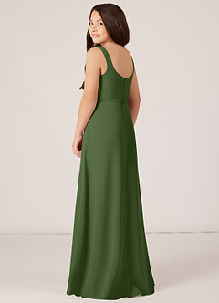 Azazie Renee Junior Olive A-Line Side Slit Chiffon Dress image4