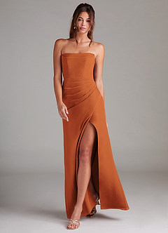 Azazie Leonis Bridesmaid Dresses Cinnamon Sheath Strapless Chiffon Convertible Dress image7