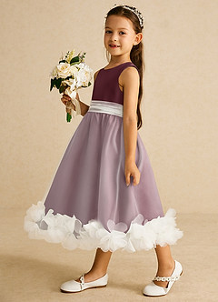 Azazie Stardust Blumenmädchenkleider A-Linie ärmellos Organza Kleid Sangria image3