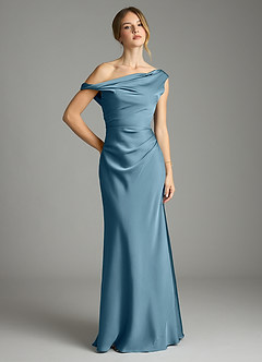 Azazie Emerson Brudtärnklänningar Klä av Sjöjungfru i Stretch Satin Av axeln Bermuda image1