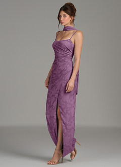 Azazie Calandra Robes de demoiselle d'honneur Robe Fourreau en Blumen-Burnout Plissé Glycine image3