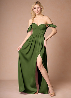 Maxi jurk Ginevra Olijfgroen image7