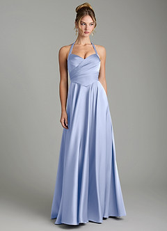 Azazie Tenaya Robes de demoiselle d'honneur Robe Trapèze en Satin extensible Décolleté en cœur Eis image4