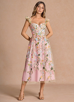 Denisse Blush Pink Multi Midi klänning image3