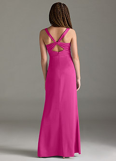 Azazie Mero Junior Fuchsia Mermaid Pleated Stretch Satin Dress image5