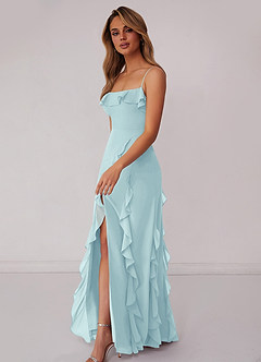 Barbie ♥ Azazie Bridesmaid Dresses Sea Glass Sheath Bow Chiffon Dress image5