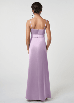 Azazie Anina Junior Robe Trapèze en Satin extensible Arc Frostiges Flieder image2