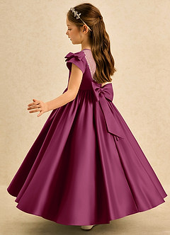 Azazie Toffee Abiti da Ragazza di Fiori Abito Stile Principessa in Raso Opaco Fiocco Gelso image5