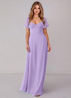 Azazie Fatima Bridesmaid Dresses Lilac A-Line with Pockets Chiffon Dress image3