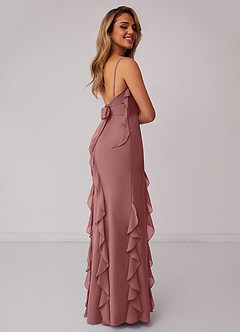 Barbie ♥ Azazie Bridesmaid Dresses Desert Rose Sheath Bow Chiffon Dress image2
