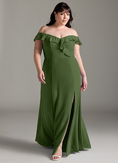 Azazie Sophie Bridesmaid Dresses Olive A-Line Off the Shoulder Chiffon Convertible Dress image6